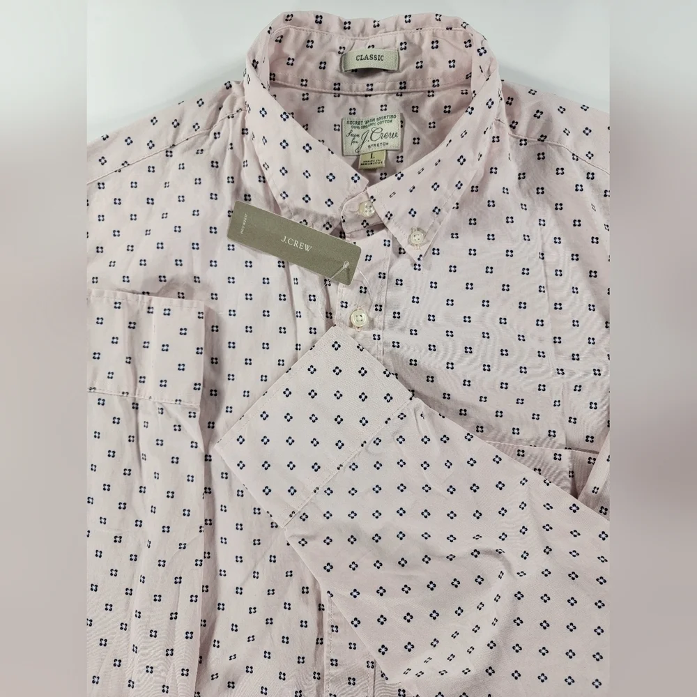 NEW J. Crew Button Shirt Classic Stretch Floral Secret Wash Cotton Poplin Mens L